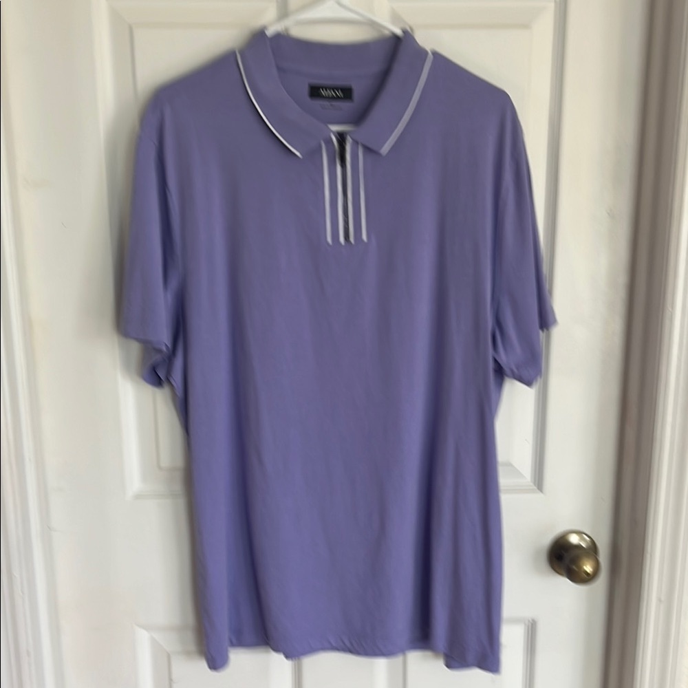 Alfani Purple Polo Shirt with Classic White Trim